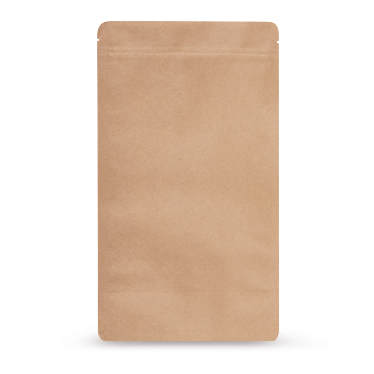 Torba stojąca z papieru kraft bez aluminium — Widok główny torebki z laminatem barierowym bez aluminium i wyglądem papieru kraft od Elke Plastic